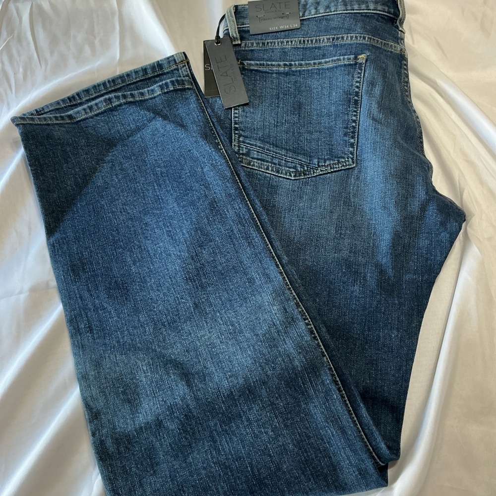 SLATE Denim & Co New Classic Straight Jeans 34x34 Men's MADE IN USA MSRP $198